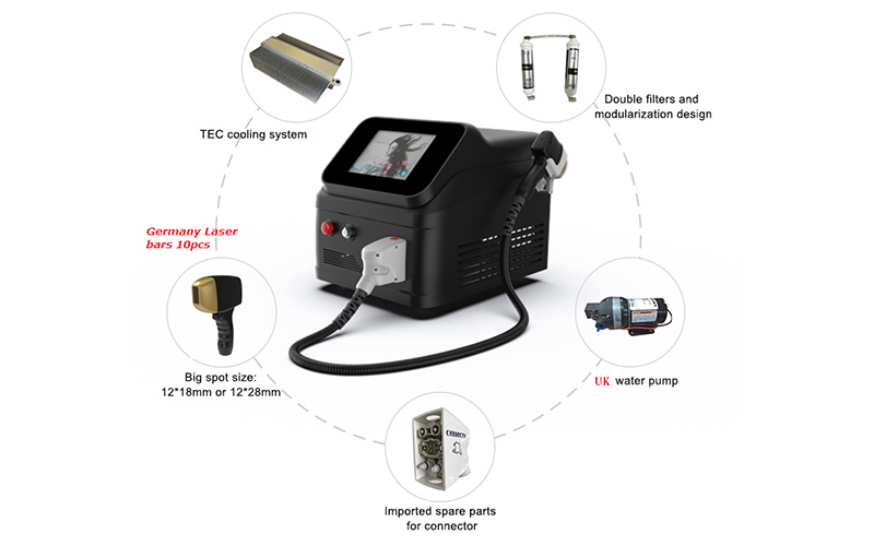 Portable diode laser hair removal machine