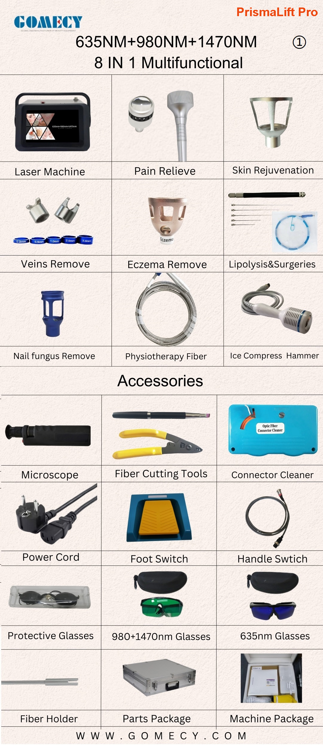 prismalift pro 3 wavelengths diode laser for physiotherapy and laser surgeries